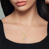 Lab Grown Diamond Double Heart Shape pendant in Two tone (WG & YG) Sterling Silver