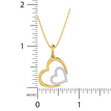 Lab Grown Diamond Double Heart Shape pendant in Two tone (WG & YG) Sterling Silver