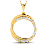 Lab Grown Diamond Circle Shaped Yellow Gold Plated Pendant in Sterling Silver