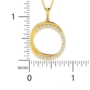Lab Grown Diamond Circle Shaped Yellow Gold Plated Pendant in Sterling Silver