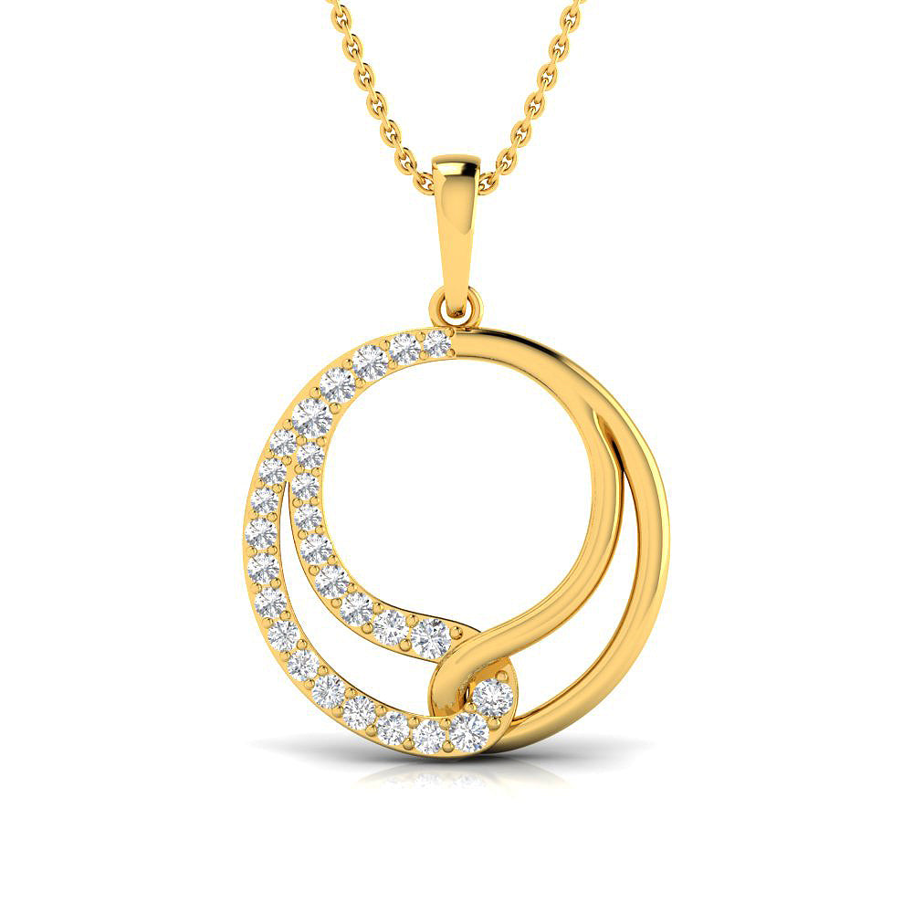 Lab Grown Diamond Circle Shaped Yellow Gold Plated Pendant in Sterling Silver (.925)