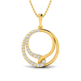 Lab Grown Diamond Circle Shaped Yellow Gold Plated Pendant in Sterling Silver (.925)