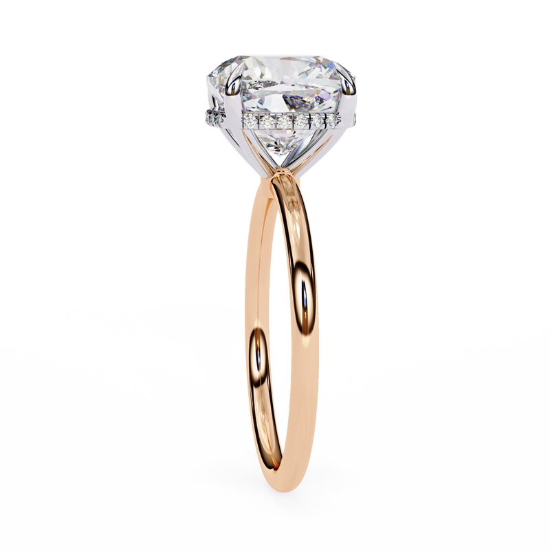 14k IGI certified cushion ring with E-F color VVS-VS clarity diamonds 52