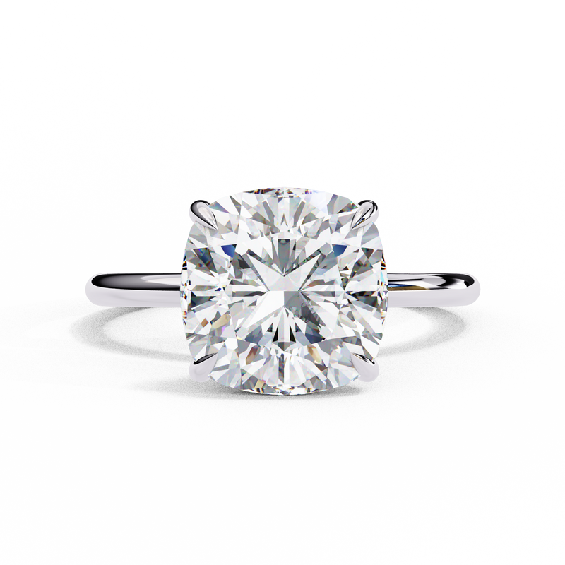 14k IGI certified cushion ring with E-F color VVS-VS clarity diamonds 52