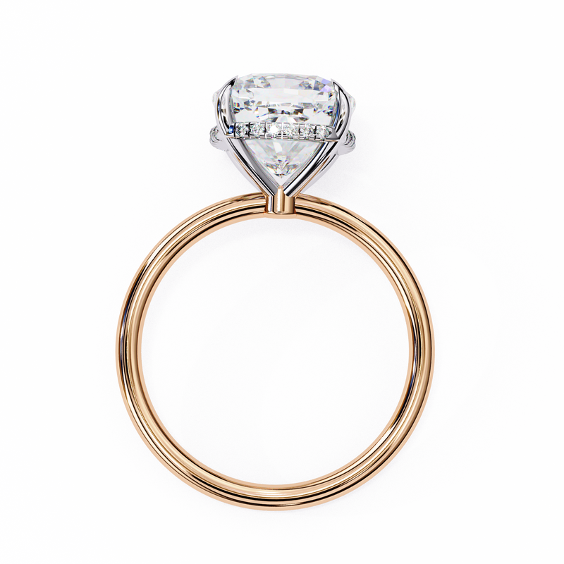 14k IGI certified cushion ring with E-F color VVS-VS clarity diamonds 52