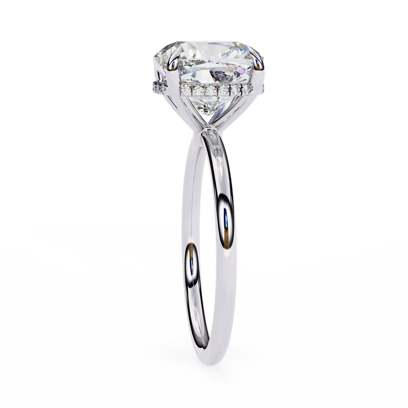 14K Lab Grown Diamond Cushion Hidden Halo Engagement Ring, E-F Color, VVS-VS Clarity