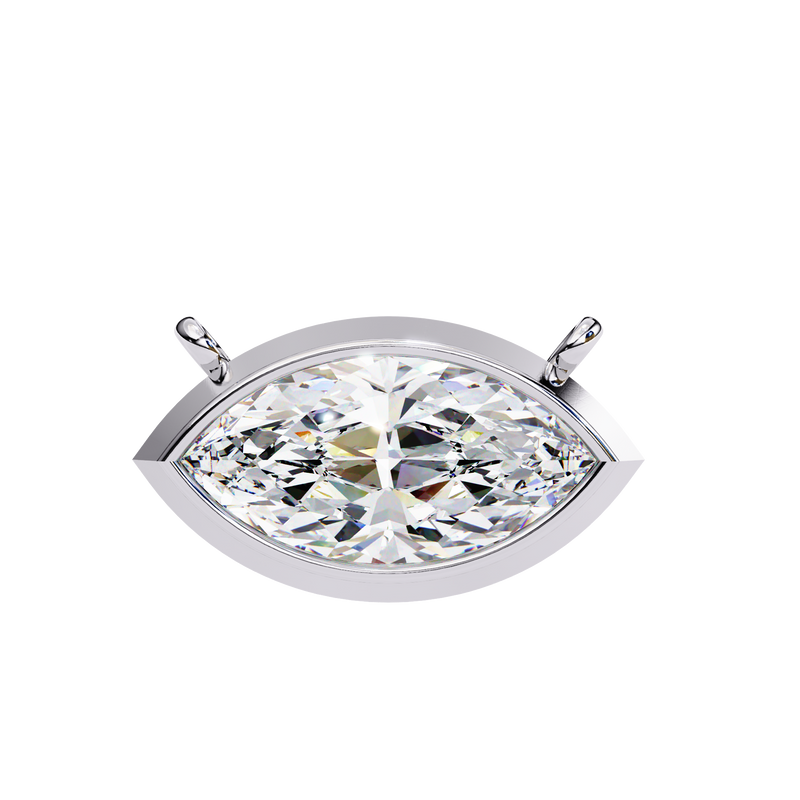 14K White Gold IGI Certified Marquise Diamond Solitaire Pendant – D-E Color, VVS–VS Clarity, Rabbit Ear Bail
