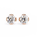 14K Lab Grown Round Diamond 4 Triple Split-Prong Stud Earrings, D-E Color, VVS-VS Clarity