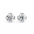 14K Lab Grown Round Diamond 4 Triple Split-Prong Stud Earrings, D-E Color, VVS-VS Clarity