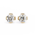 14K White Gold IGI Certified Round Solitaire Stud Earrings, 4 Triple Split Prongs, D-E Color, VVS/VS Clarity