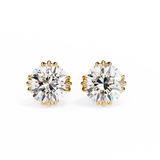 14K White Gold IGI Certified Round Solitaire Stud Earrings, 4 Triple Split Prongs, D-E Color, VVS/VS Clarity