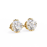 14K White Gold IGI Certified Round Solitaire Stud Earrings, 4 Triple Split Prongs, D-E Color, VVS/VS Clarity