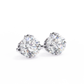 14K White Gold IGI Certified Round Solitaire Stud Earrings, 4 Triple Split Prongs, D-E Color, VVS/VS Clarity