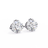 14K White Gold IGI Certified Round Solitaire Stud Earrings, 4 Triple Split Prongs, D-E Color, VVS/VS Clarity