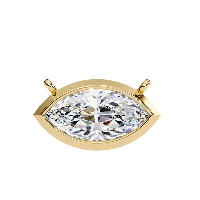 14K White Gold IGI Certified Marquise Diamond Solitaire Pendant – D-E Color, VVS–VS Clarity, Rabbit Ear Bail