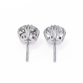 14K White Gold IGI Certified Round Solitaire Stud Earrings, 4 Triple Split Prongs, D-E Color, VVS/VS Clarity