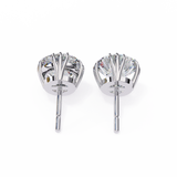 14K White Gold IGI Certified Round Solitaire Stud Earrings, 4 Triple Split Prongs, D-E Color, VVS/VS Clarity