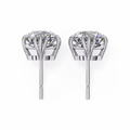 14K White Gold IGI Certified Round Solitaire Stud Earrings, 4 Triple Split Prongs, D-E Color, VVS/VS Clarity
