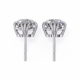 14K White Gold IGI Certified Round Solitaire Stud Earrings, 4 Triple Split Prongs, D-E Color, VVS/VS Clarity