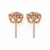 14K White Gold IGI Certified Round Solitaire Stud Earrings, 4 Triple Split Prongs, D-E Color, VVS/VS Clarity
