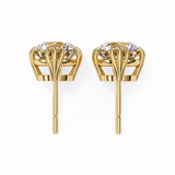 14K White Gold IGI Certified Round Solitaire Stud Earrings, 4 Triple Split Prongs, D-E Color, VVS/VS Clarity