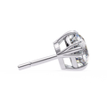 14K White Gold IGI Certified Round Solitaire Stud Earrings, 4 Triple Split Prongs, D-E Color, VVS/VS Clarity