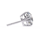 14K White Gold IGI Certified Round Solitaire Stud Earrings, 4 Triple Split Prongs, D-E Color, VVS/VS Clarity