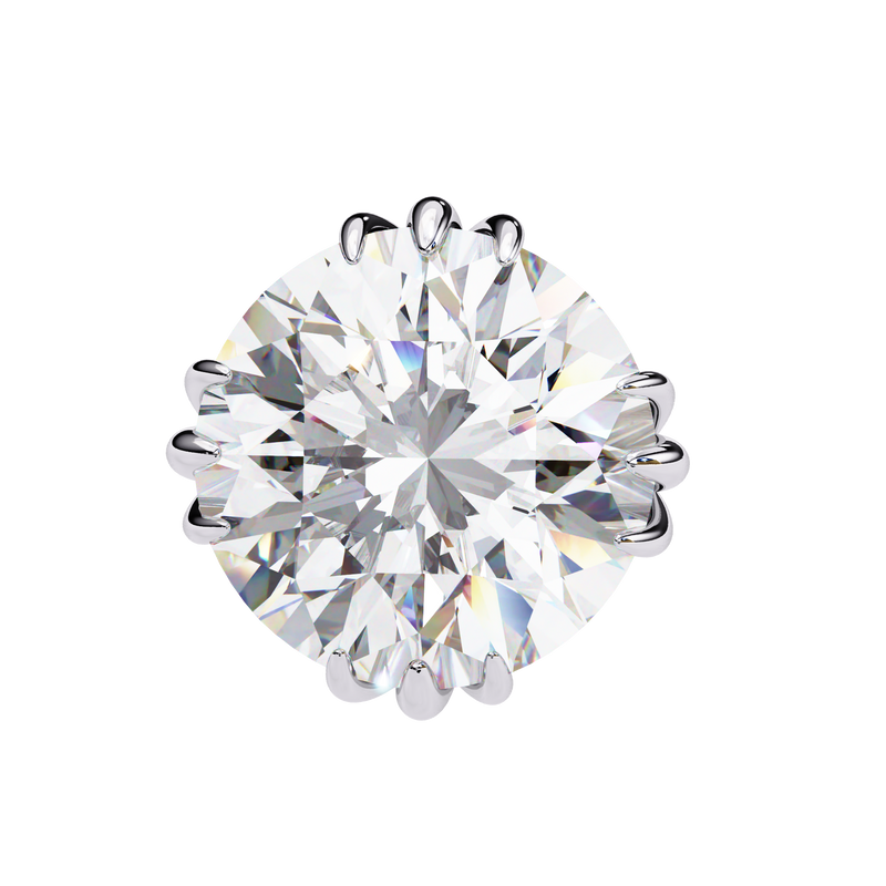 14K White Gold IGI Certified Round Solitaire Stud Earrings, 4 Triple Split Prongs, D-E Color, VVS/VS Clarity
