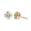 14K White Gold IGI Certified Round Solitaire Stud Earrings, 4 Triple Split Prongs, D-E Color, VVS/VS Clarity