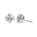 14K White Gold IGI Certified Round Solitaire Stud Earrings, 4 Triple Split Prongs, D-E Color, VVS/VS Clarity