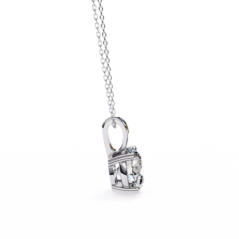 14K White Gold IGI Certified Round Diamond Solitaire Pendant – D-E Color, VVS–VS Clarity, Classic Bail