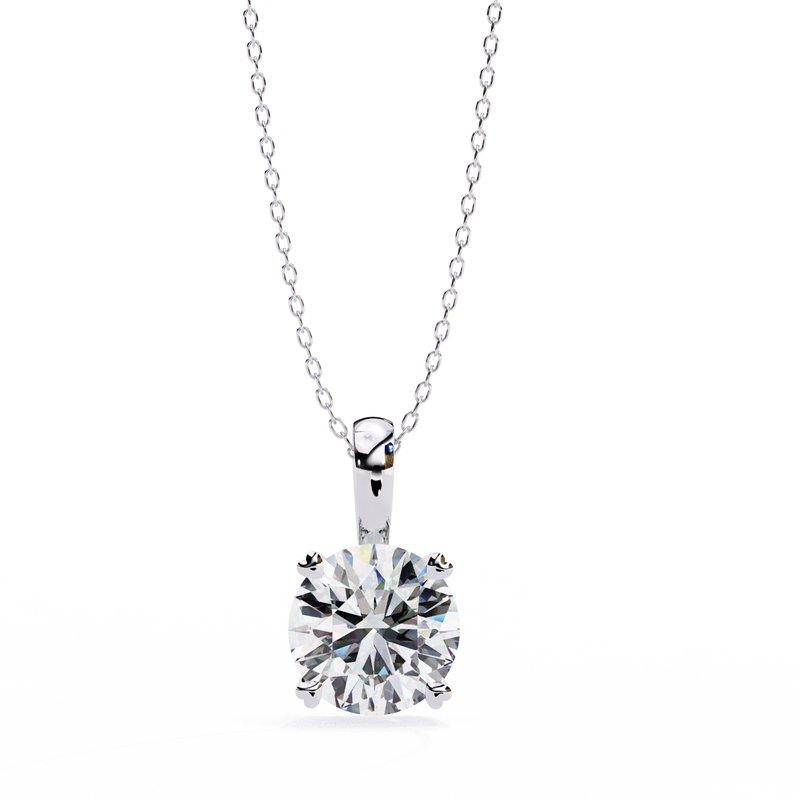 14K White Gold IGI Certified Round Diamond Solitaire Pendant – D-E Color, VVS–VS Clarity, Classic Bail