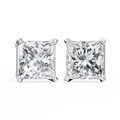 14K White Gold IGI Certified Princess Solitaire Stud Earrings, 4 Prong, D-E Color, VVS/VS Clarity