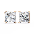 14K White Gold IGI Certified Princess Solitaire Stud Earrings, 4 Prong, D-E Color, VVS/VS Clarity