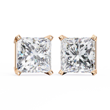 14K White Gold IGI Certified Princess Solitaire Stud Earrings, 4 Prong, D-E Color, VVS/VS Clarity