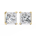 14K White Gold IGI Certified Princess Solitaire Stud Earrings, 4 Prong, D-E Color, VVS/VS Clarity
