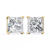 14K White Gold IGI Certified Princess Solitaire Stud Earrings, 4 Prong, D-E Color, VVS/VS Clarity