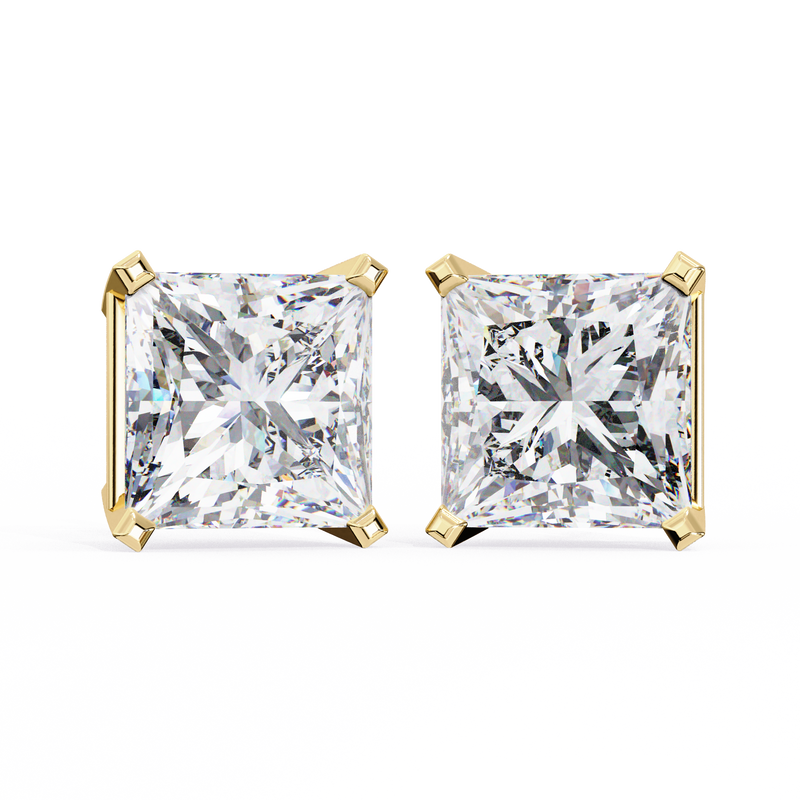 14K White Gold IGI Certified Princess Solitaire Stud Earrings, 4 Prong, D-E Color, VVS/VS Clarity