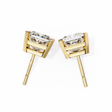 14K White Gold IGI Certified Princess Solitaire Stud Earrings, 4 Prong, D-E Color, VVS/VS Clarity