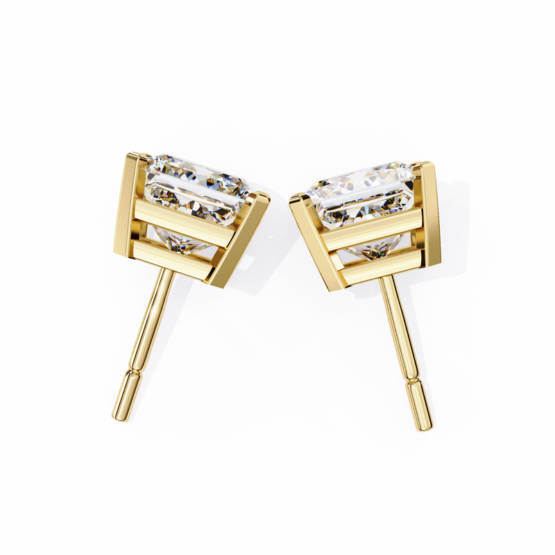 14K White Gold IGI Certified Princess Solitaire Stud Earrings, 4 Prong, D-E Color, VVS/VS Clarity