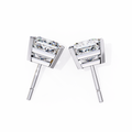 14K White Gold IGI Certified Princess Solitaire Stud Earrings, 4 Prong, D-E Color, VVS/VS Clarity