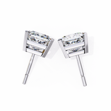 14K White Gold IGI Certified Princess Solitaire Stud Earrings, 4 Prong, D-E Color, VVS/VS Clarity