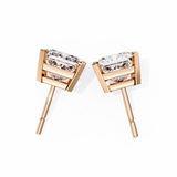 14K White Gold IGI Certified Princess Solitaire Stud Earrings, 4 Prong, D-E Color, VVS/VS Clarity