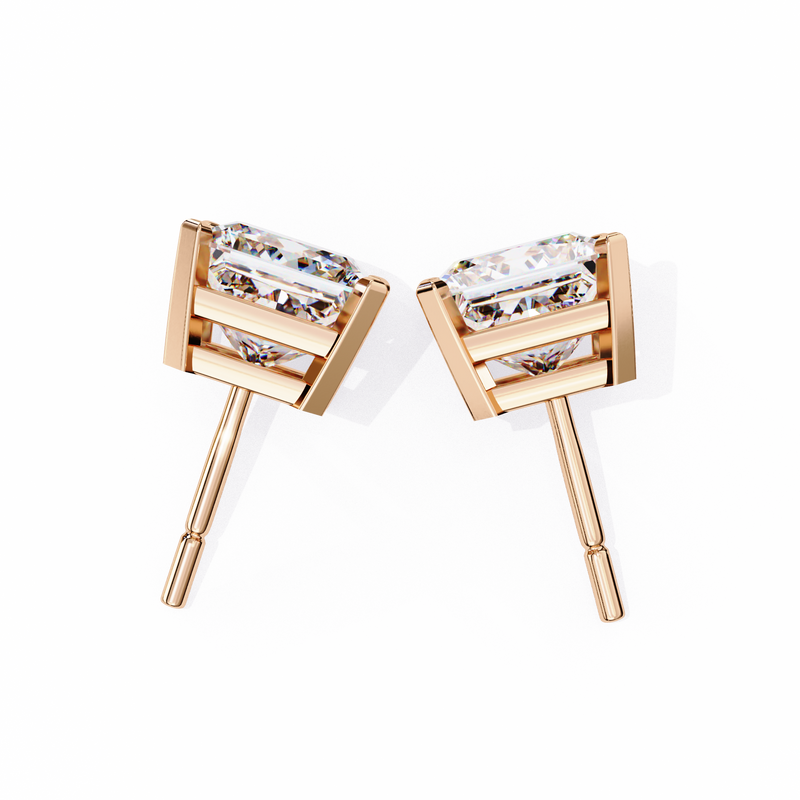 14K White Gold IGI Certified Princess Solitaire Stud Earrings, 4 Prong, D-E Color, VVS/VS Clarity