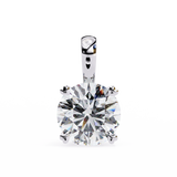 14K White Gold IGI Certified Round Diamond Solitaire Pendant – D-E Color, VVS–VS Clarity, Classic Bail