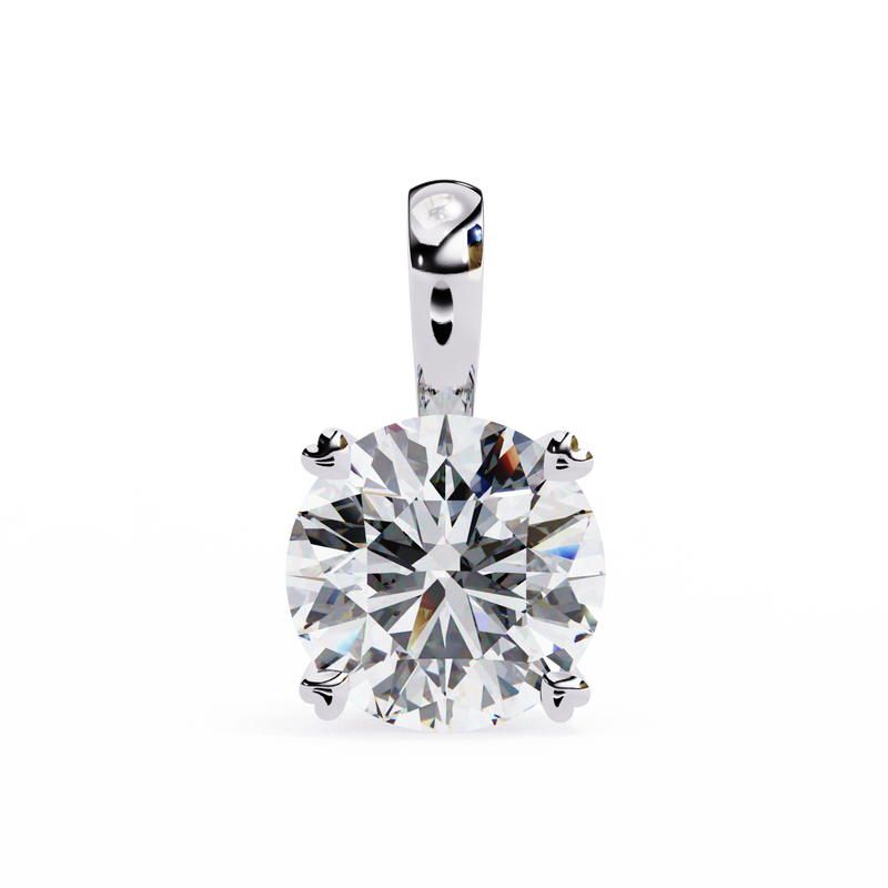 14K White Gold IGI Certified Round Diamond Solitaire Pendant – D-E Color, VVS–VS Clarity, Classic Bail