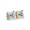 14K White Gold IGI Certified Princess Solitaire Stud Earrings, 4 Prong, D-E Color, VVS/VS Clarity