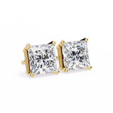 14K White Gold IGI Certified Princess Solitaire Stud Earrings, 4 Prong, D-E Color, VVS/VS Clarity
