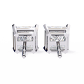 14K White Gold IGI Certified Princess Solitaire Stud Earrings, 4 Prong, D-E Color, VVS/VS Clarity