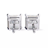 14K White Gold IGI Certified Princess Solitaire Stud Earrings, 4 Prong, D-E Color, VVS/VS Clarity